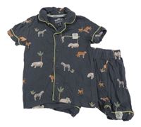 Šedé pyžamo se zvířátky 