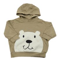 Béžová oversize mikina s medvídkem a kapucí Next
