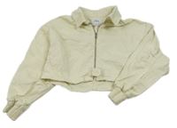 Smetanová crop riflová bunda Zara