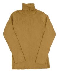 Béžový žebrovaný svetr s rolákem Nutmeg