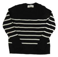 Černo-bílý pruhovaný žebrovaný svetr H&M
