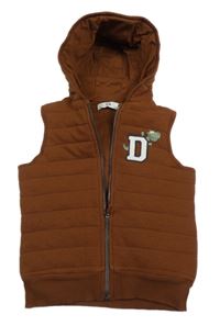Hnědá zateplená vesta s dinosaurem a kapucí C&A