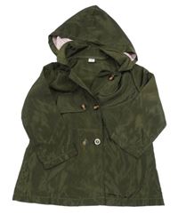 Khaki šusťákový kabát s kapucí Shein 