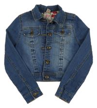 Tmavomodrá riflová crop bunda Tu