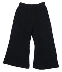 Černé žebrované flare kalhoty Shein