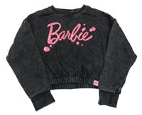 Černá melírovaná crop mikina s logem Barbie 