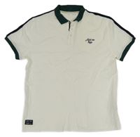 Bílo-tmavozelené polo tričko Zara