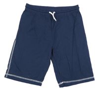 Tmavomodré bavlněné kraťasy s bílým šitím Kids