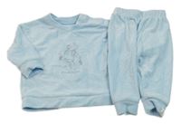 Světlemodré sametové žebrované pyžamo s medvídkem Pů George 