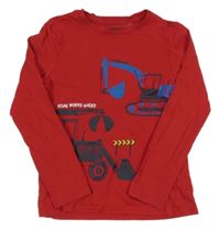 Červené triko s bagry C&A