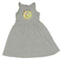 Šedé bavlněné šaty s plameňákem Y.F.K.