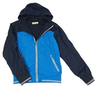 Azurovo-tmavomodrá šusťáková jarní bunda s kapucí H&M
