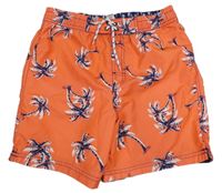 Oranžové plážové kraťasy s palmami Tu