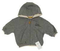 Nové - Šedá propínací mikina s nápisem a kapucí George