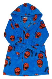 Modrý plyšový župan se Spidermany a kapucí M&S
