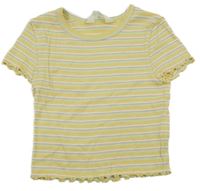 Barevné pruhované žebrované crop tričko H&M