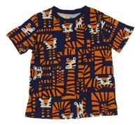 Tmavomodro-oranžové tričko s tygry H&M
