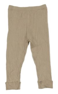 Béžové žebrované úpletové legíny Nutmeg