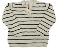 Béžovo-černý pruhovaný svetr H&M
