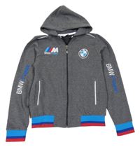 Šedá propínací mikina BMW s kapucí 