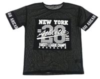 Černé síťované tričko s číslem a nápisy M&Co