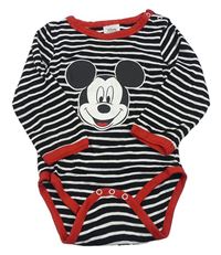 Černo-bílo-červené pruhované body s Mickey Disney