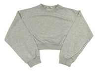 Světlešedá melírovaná crop mikina H&M