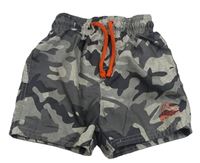 Šedé army melírované plážové kraťasy George