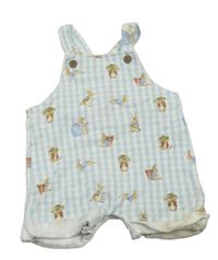 Světlemodro-bílé kostkované laclové kraťasy s králíčky - Peter Rabbit morrisons