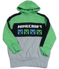 Zeleno-černo-šedá mikina s Minecraft a kapucí PRIMARK