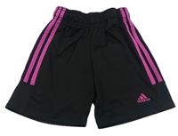Černo-tmavorůžové funkční sportovní kraťasy Adidas