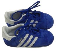 Cobaltově modro-bílé semišové boty Adidas vel. 21