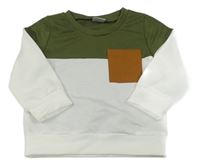Bílo-khaki mikina s kapsou 