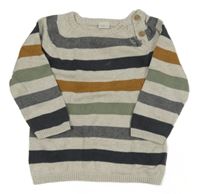 Světlebéžovo-pruhovaný melírovaný svetr H&M