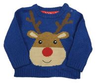 Tmavomodrý pletený svetr se sobem Mothercare