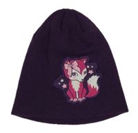 Lilková pletená čepice s liškou