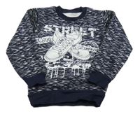 Tmavomodro-bílá melírovaná teplá mikina s botami 