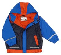 Tmavomodro-modro-červená nepromokavá jarní bunda s kapucí X-MAIL