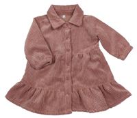 Starorůžové manšestrové propínací šaty s límečkem ZEEMAN