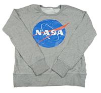 Šedá melírovaná mikina s potiskem - NASA mantis