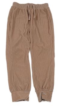 Starorůžovohnědé žebrované sametové kalhoty Tu