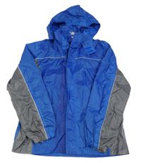 Safírovo-tmavošedá šusťáková jarní bunda s ukrývací kapucí alive