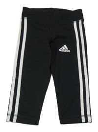 Černo-bílé capri funkční sportovní legíny Adidas