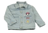 Světlemodrá tepláková riflová bunda s Minnie a duhou a límečkem PRIMARK
