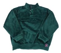 Smaragdová žebrovaná plyšová teplá oversize mikina s kapsou George