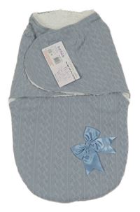 Nové - modrošedá vzorovaná zateplená zavinovačka s mašlí Soft Touch