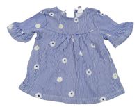 Námořnicky modro-bílá pruhovaná šatová tunika s květy LC WaIKIKI