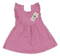 Nové - růžovo-bílé puntíkaté šaty s volánky coolclub