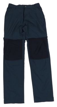 Tmavomodré šusťákové outdoorové kalhoty s odepínacími nohavicemi crane