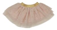 Světlerůžovo-zlatá tylová sukně s hvězdičkami ORCHESTRA